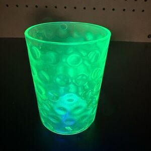 Hobbs Brockunier Glass POLKA DOT Tumbler Canary/Green Glows Uranium